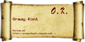 Ormay Kont névjegykártya